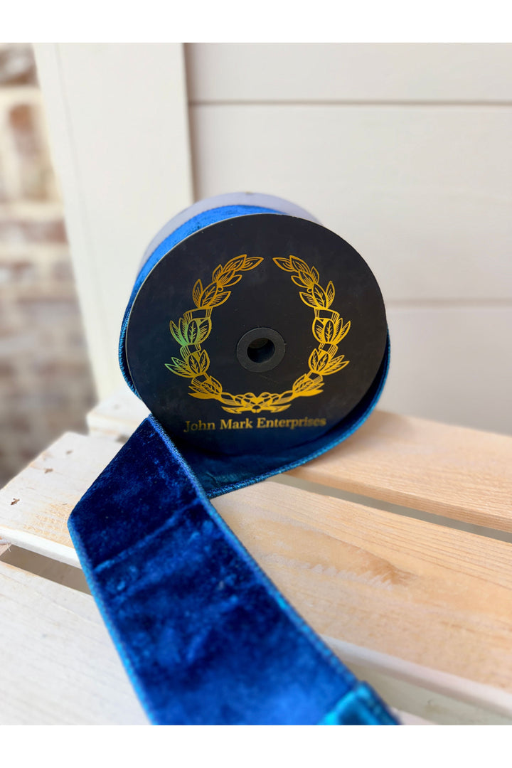 John Mark| Fused Blue Velvet Metallic Ribbon 5x10yd