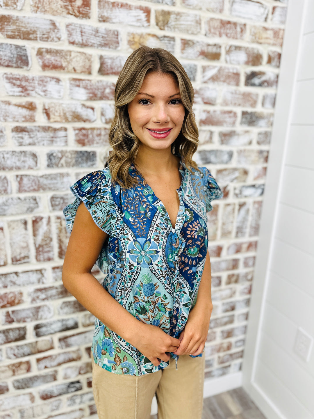 Flutter Sleeve Floral Top