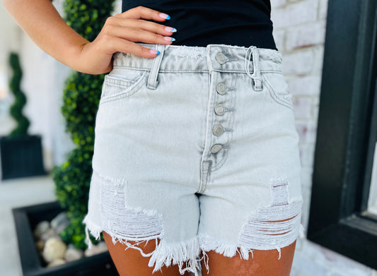 Sienna Distressed Button Shorts