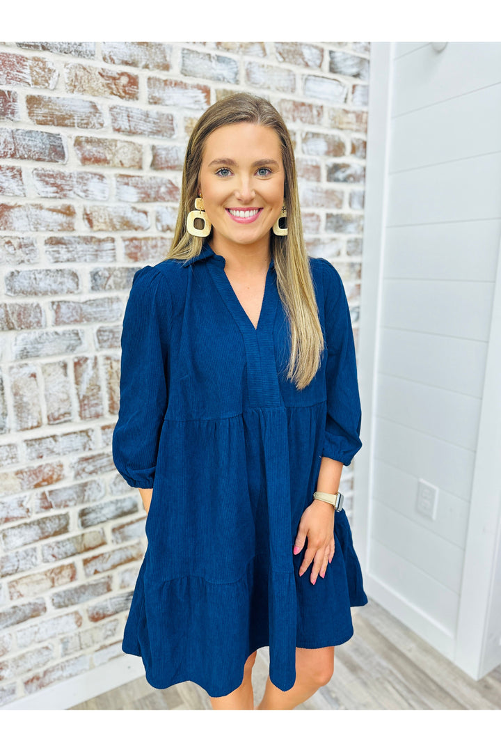 Navy Corduroy Dress