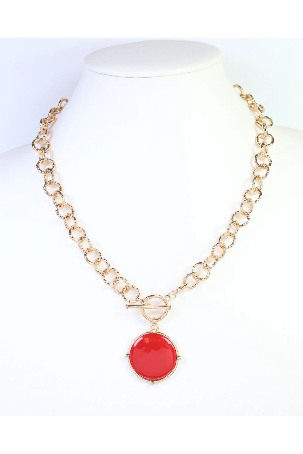 McKinley Pendant Toggle Necklace Red