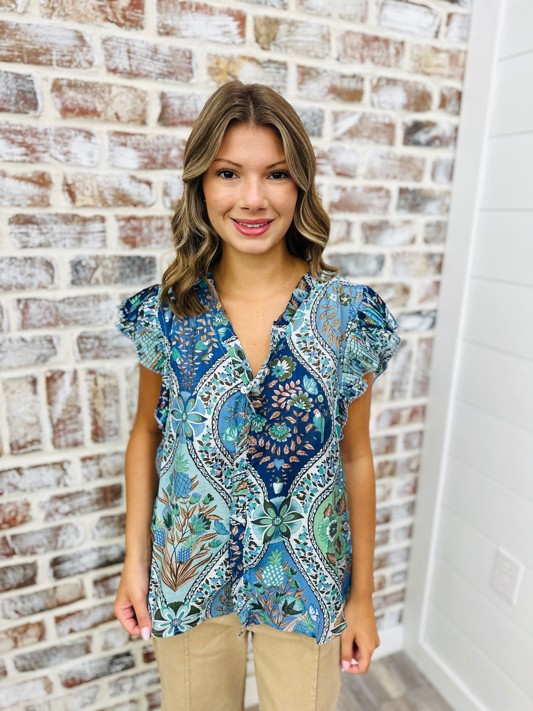 Flutter Sleeve Floral Top