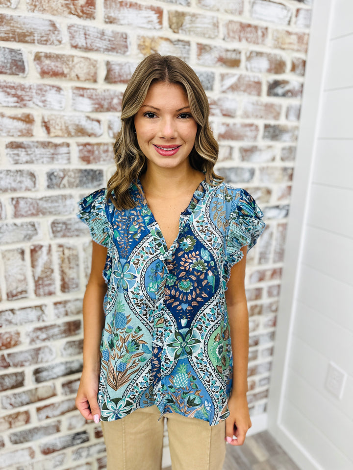 Flutter Sleeve Floral Top