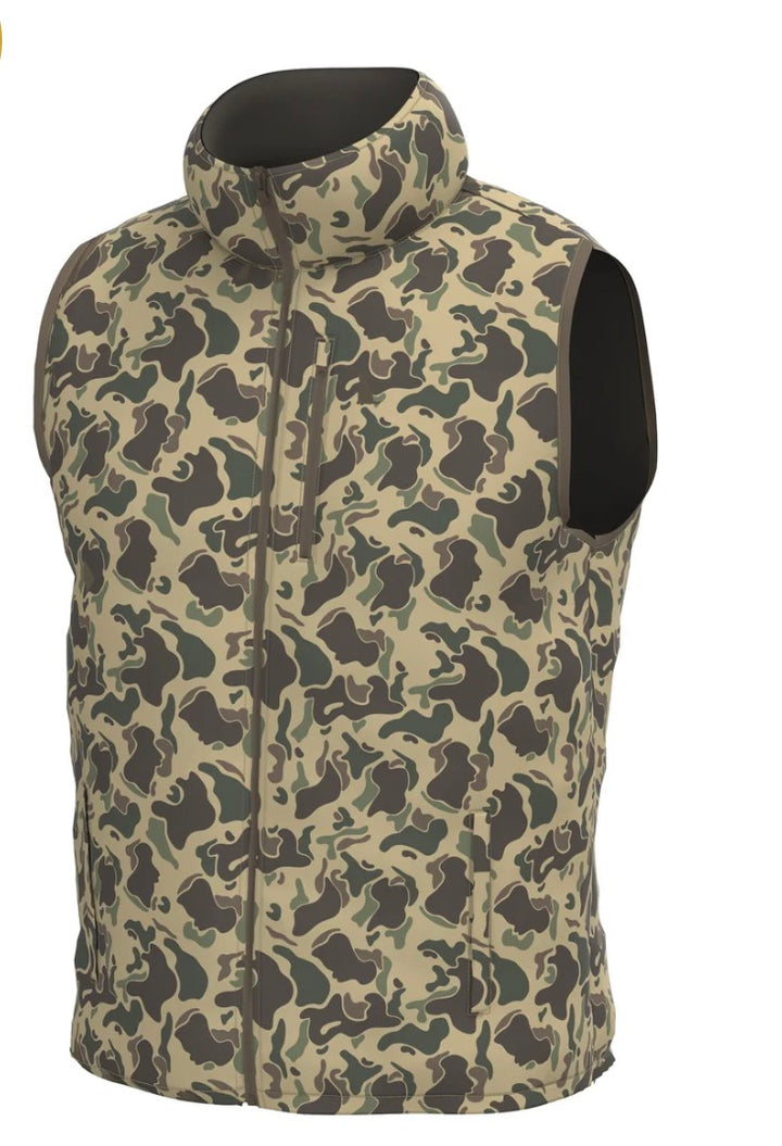 Local Boy | Reversible Duck Down Vest-Retro Camo