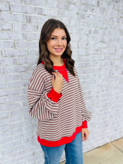 Mocha Stripe Latte Top