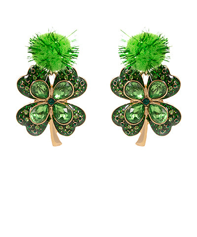 Shamrock & PomPom Glitter Earrings