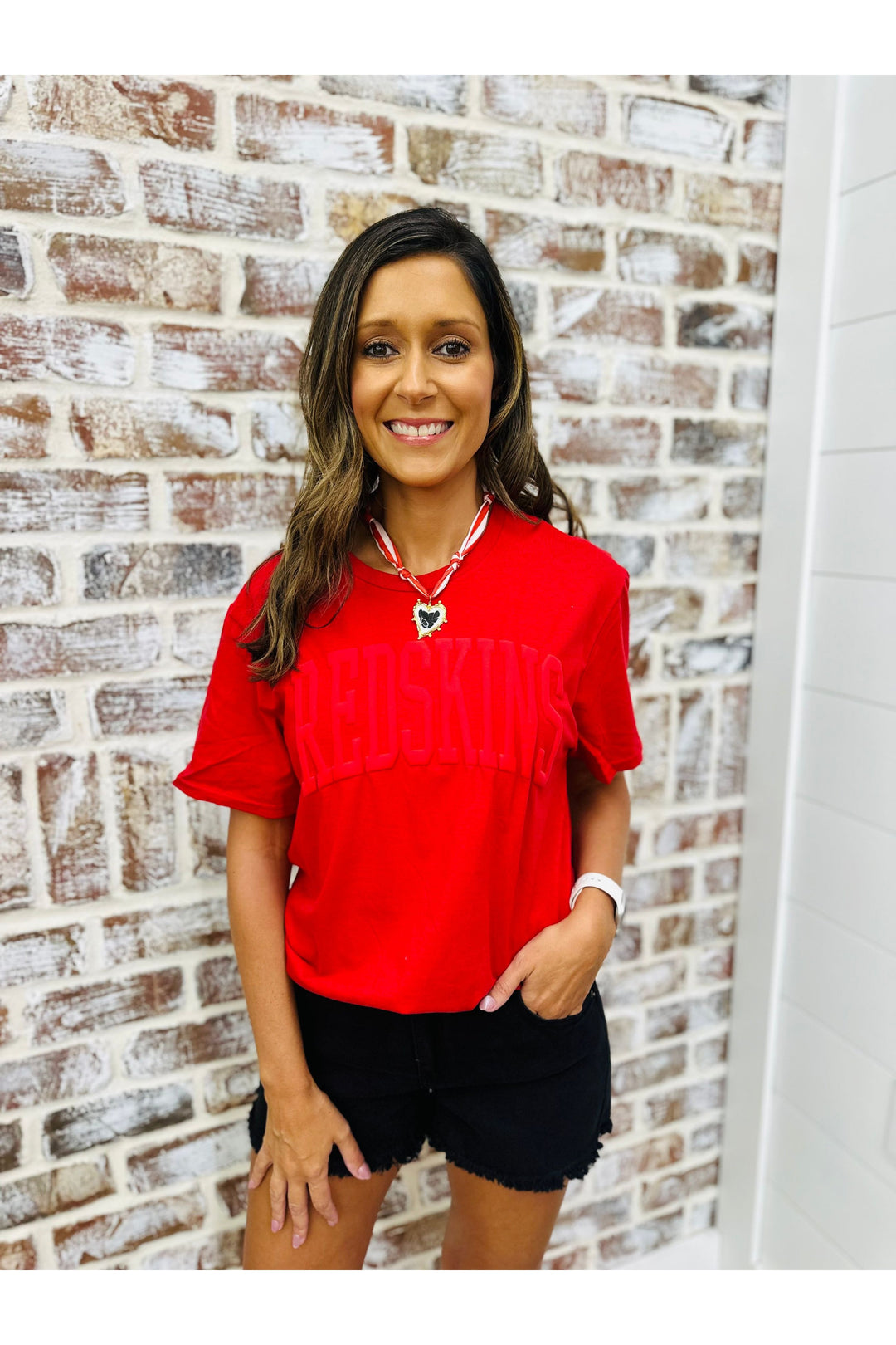 Redskins Puff Letter Red Tee