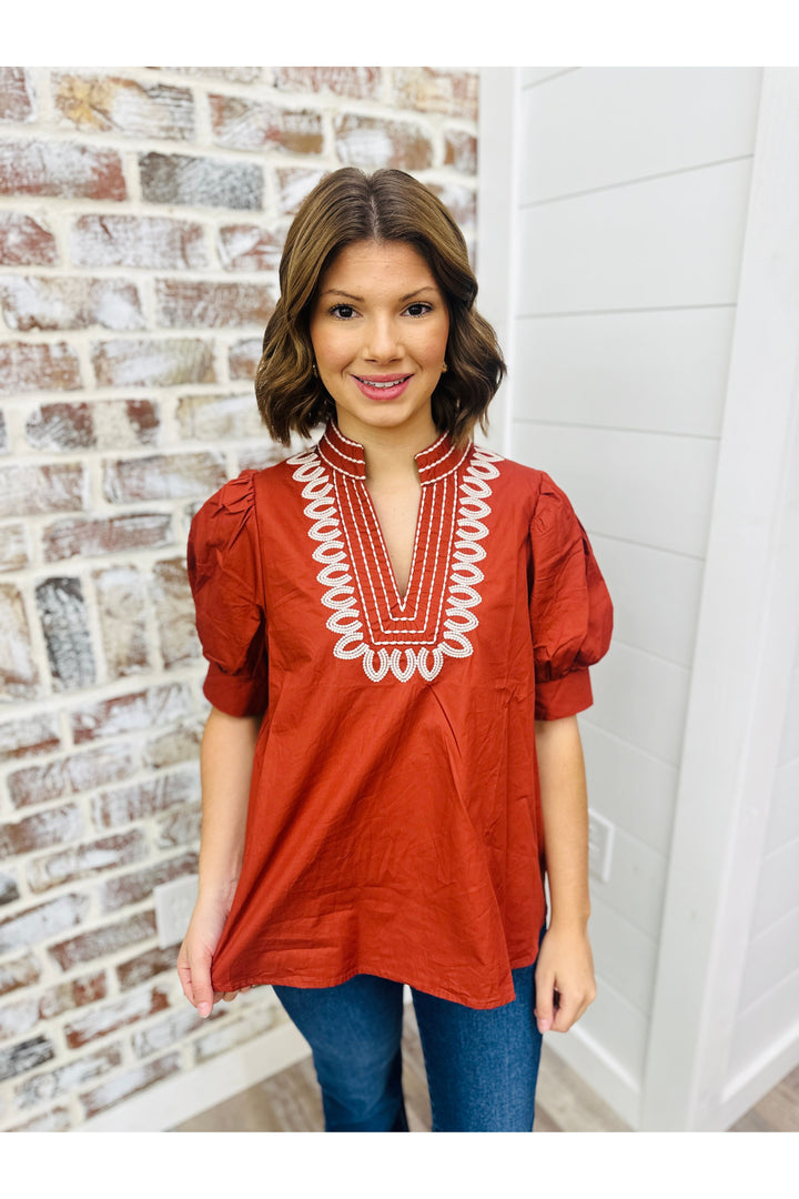 Rustic Embroidered Top
