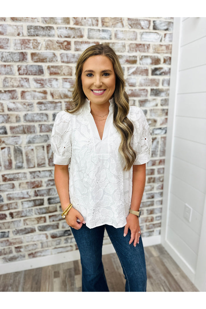 White Blooms Top