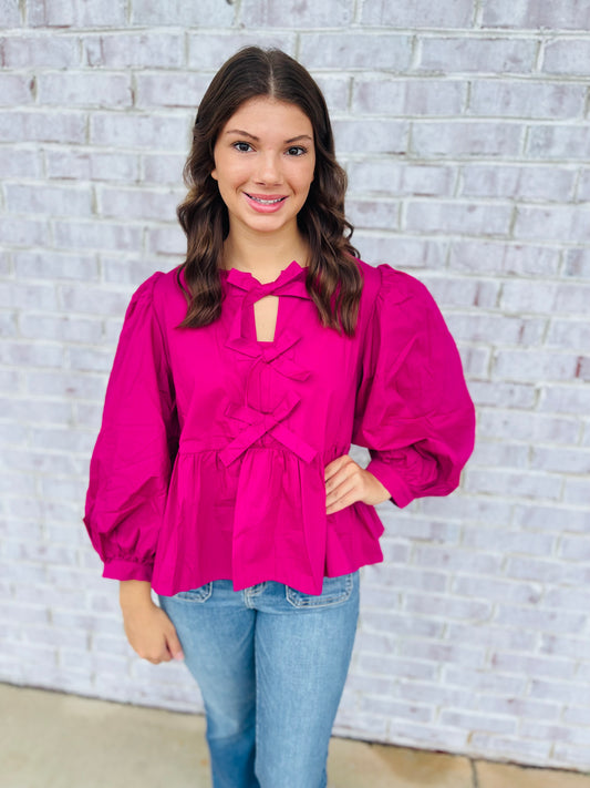 Magenta Bows Top