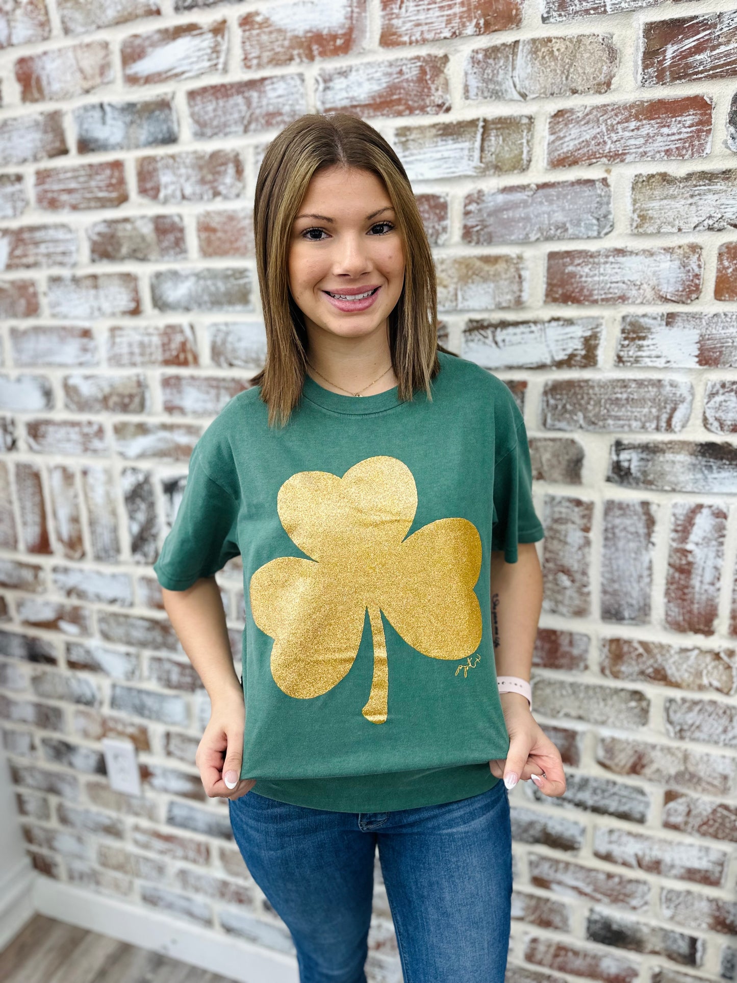 Golden Glitter Shamrock Tee