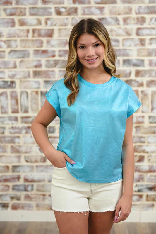 Metallic Me Crazy Top~ Blue