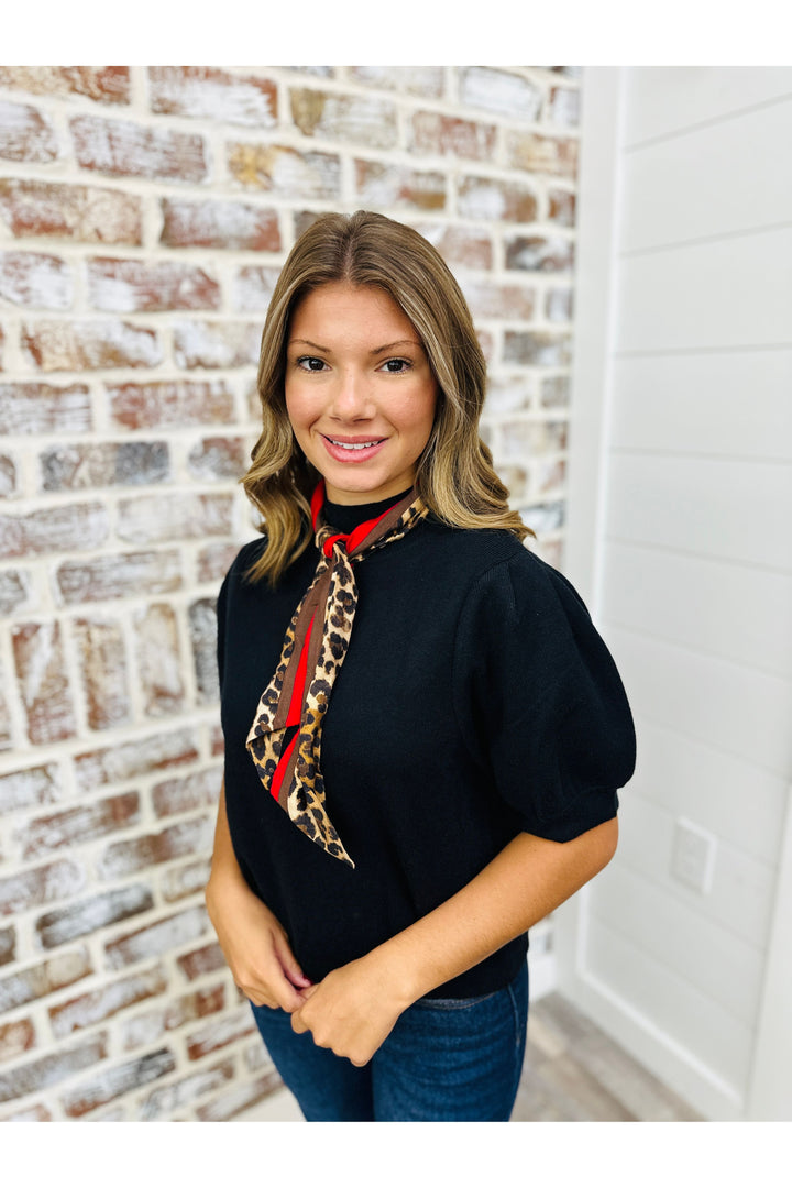 Scarf Neck Top - Black