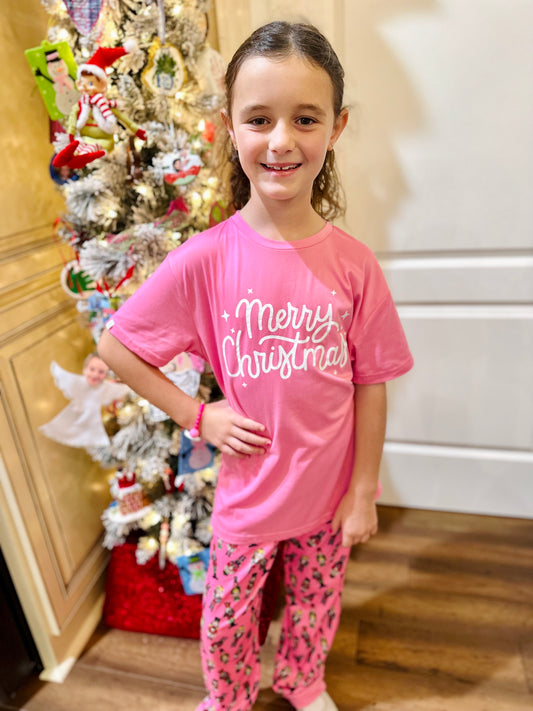 YOUTH Simply Southern pink Merry Christmas pj set