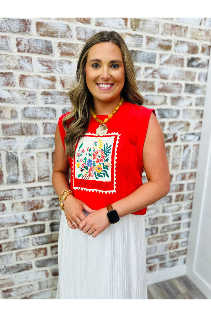 Stamped Flower Top