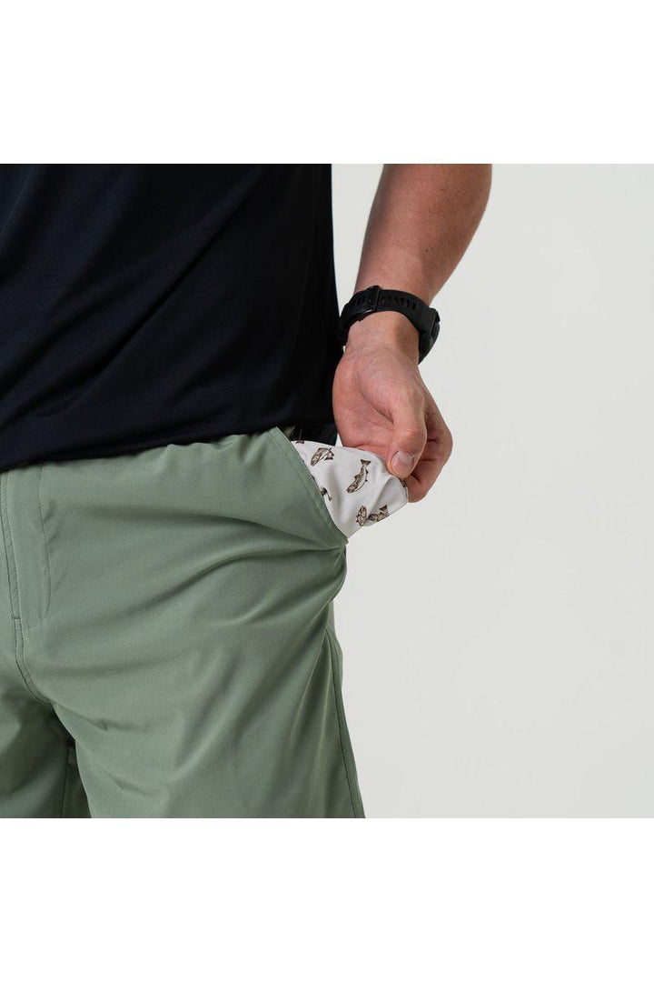Burlebo | Everyday Short - Light Sage Fish Toss Pocket
