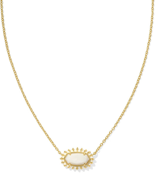 Kendra Scott| ELISA COLOR BURST FRAME SHORT PENDANT NECKLACE GOLD WHITE MOTHER OF PEARL