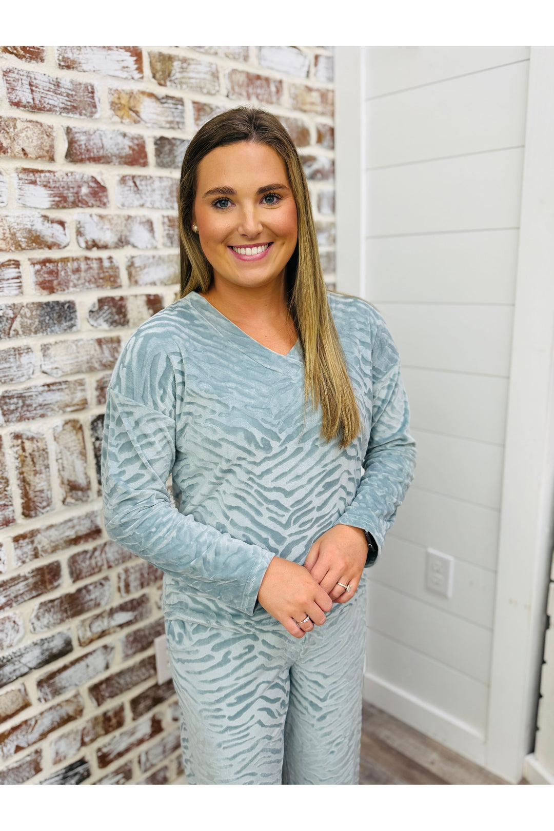 Blue Haze Luxe Zebra Lounge Top