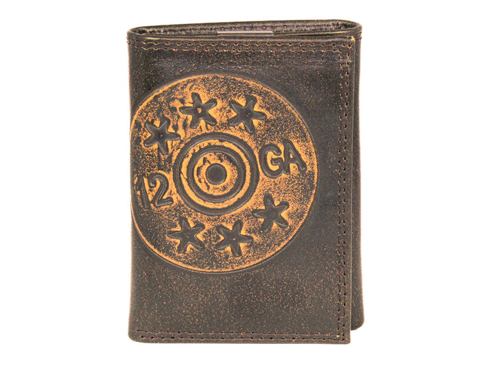 SHOTSHELL BURNISHED LEATHER TRIFOLD WALLET