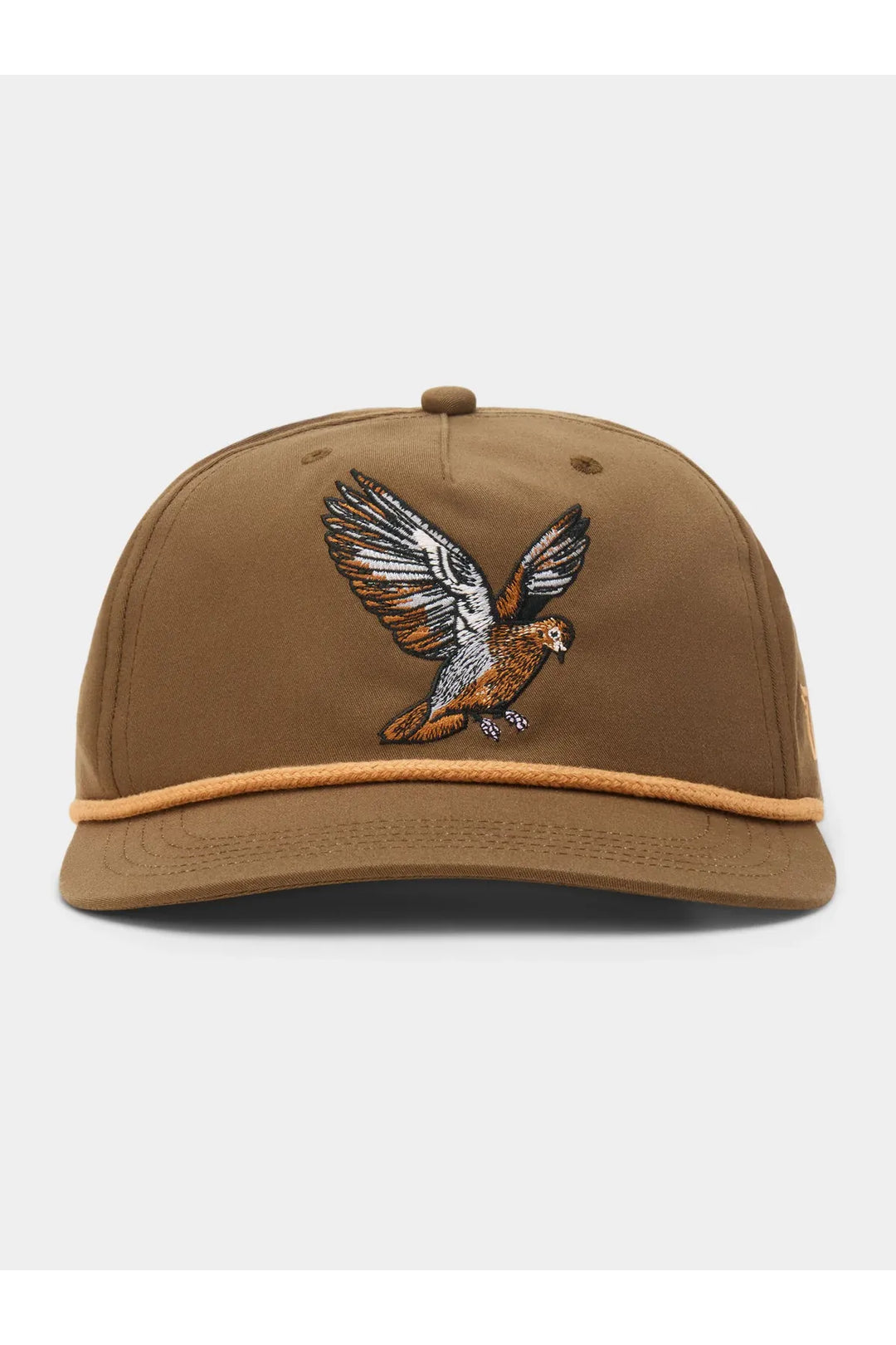 Brown Dove hat with orange rope
