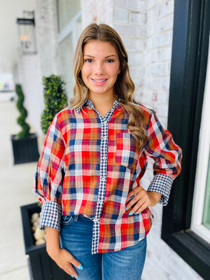 Pop in Plaid Top