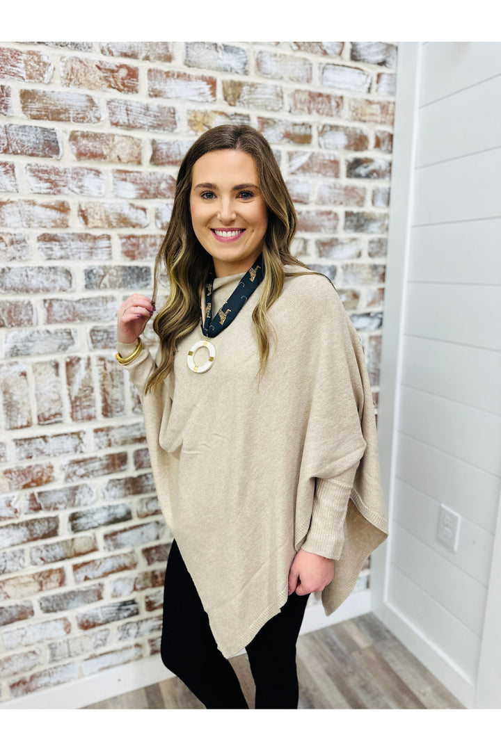 Knit Asymmetrical Poncho Sweater