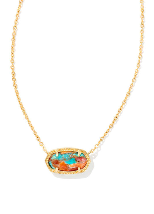 Kendra Scott| ELISA SHORT PENDANT NECKLACE GOLD BRONZE VEINED TURQUOISE MAGNESITE RED OYSTER