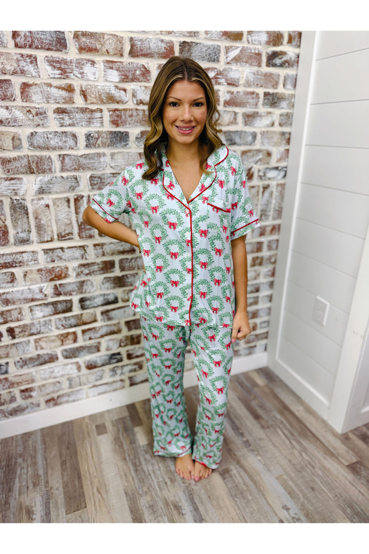 Mary Square| Wreath & Ribbon Charlotte Pant PJ Set