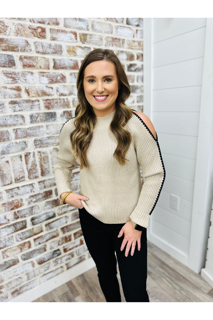 Harvest Stitch Cold Shoulder Sweater