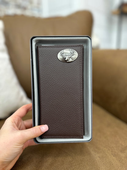 Long Leather Brown Pebble Wallet