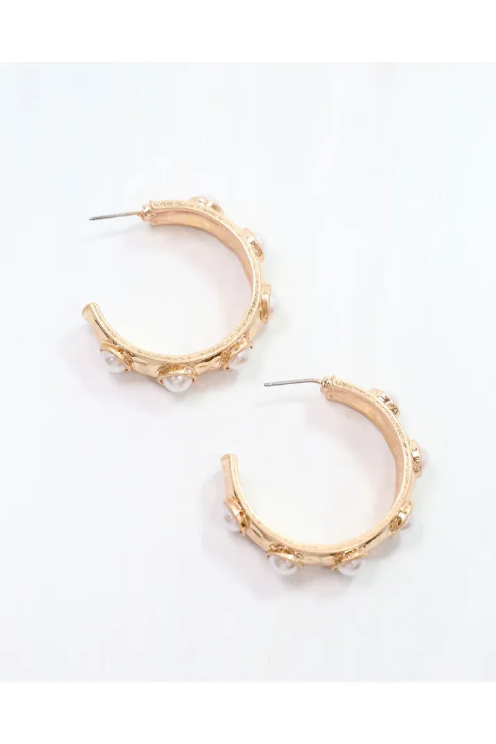 Frazee Pearl Hoop Worn Gold