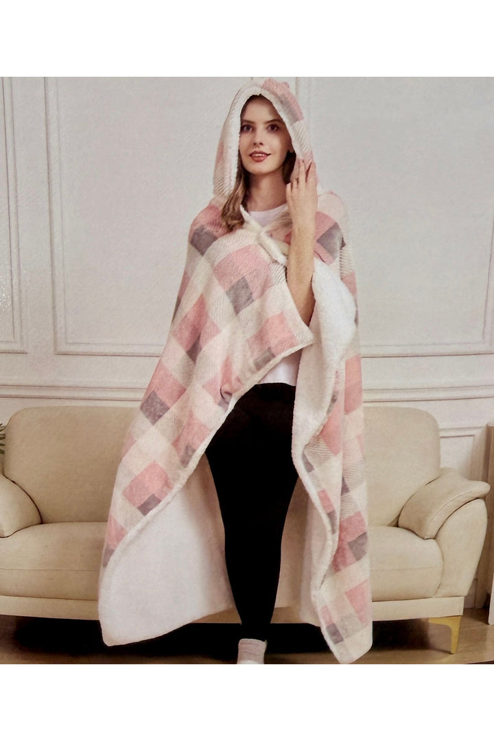 Pink & Grey Plaid Wearable Throw