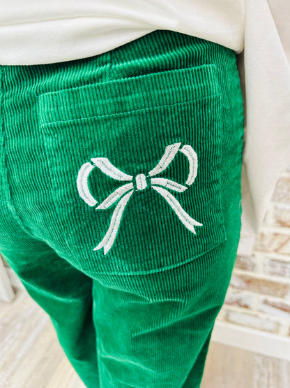 Hunter Green Bow Pocket Pant