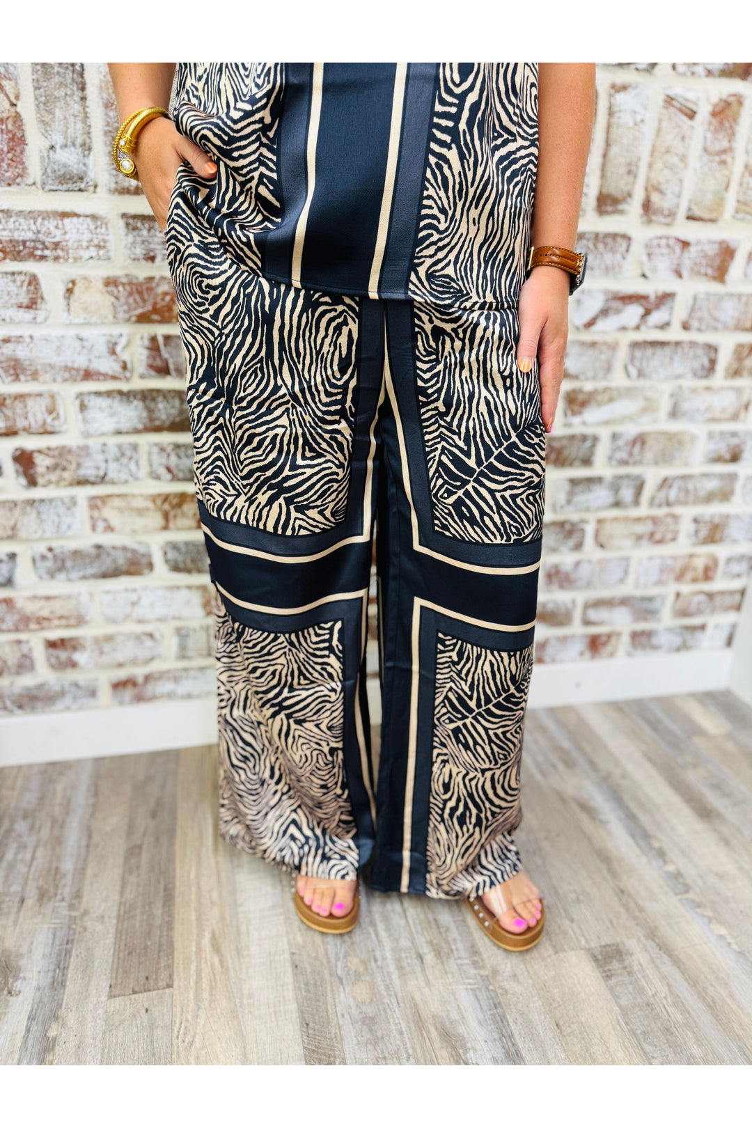 Navy Moonlit Safari Wide Leg Pants