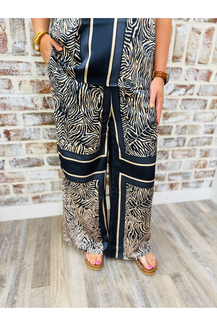 Navy Moonlit Safari Wide Leg Pants