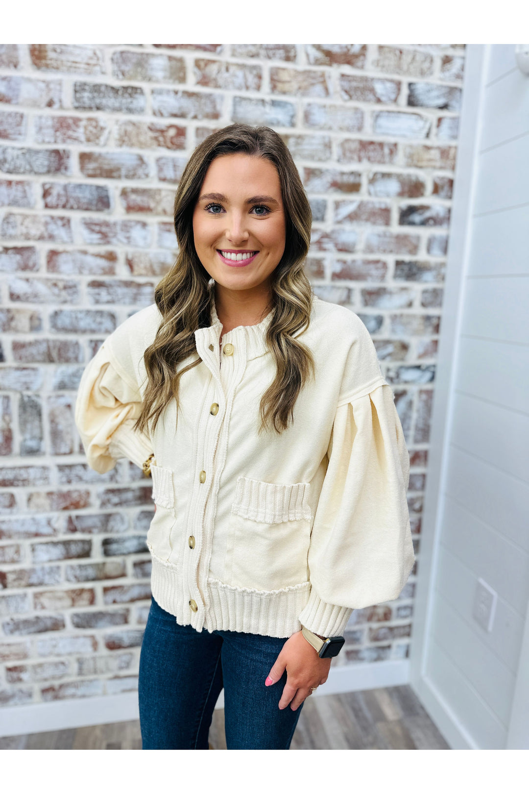 Beige button down sweater