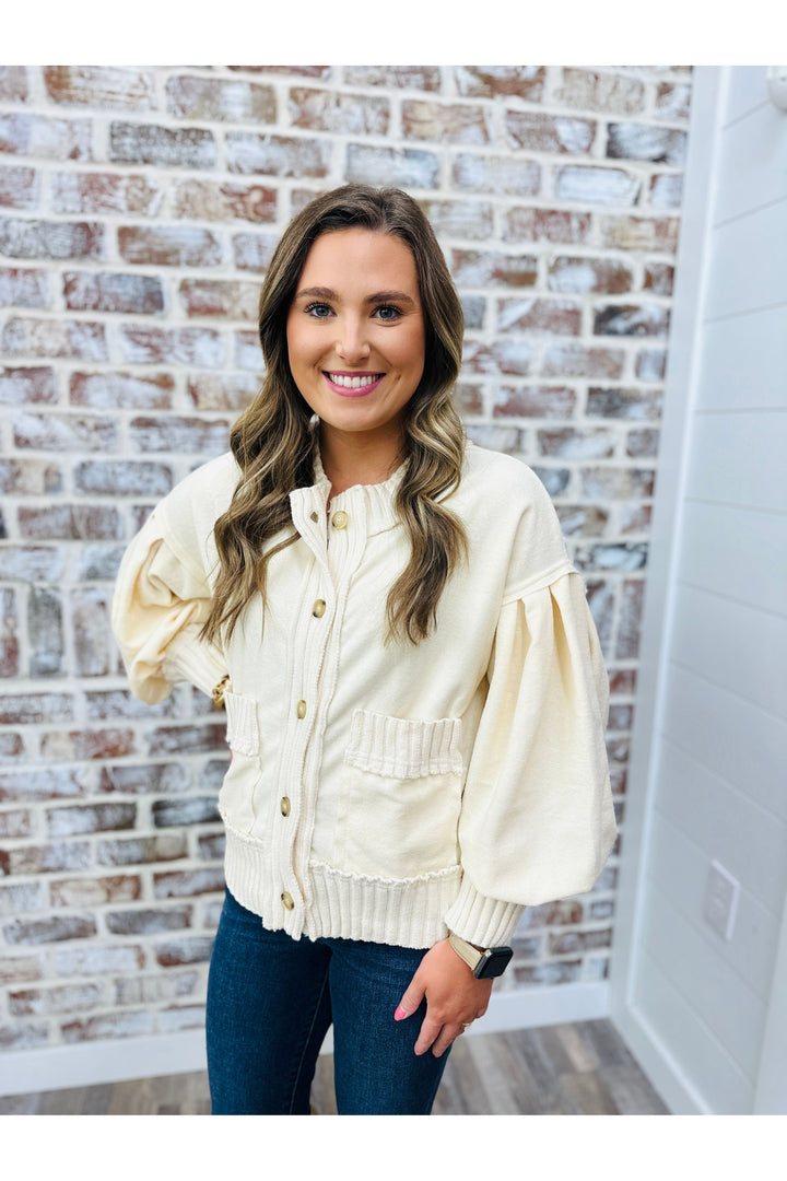 Beige button down sweater