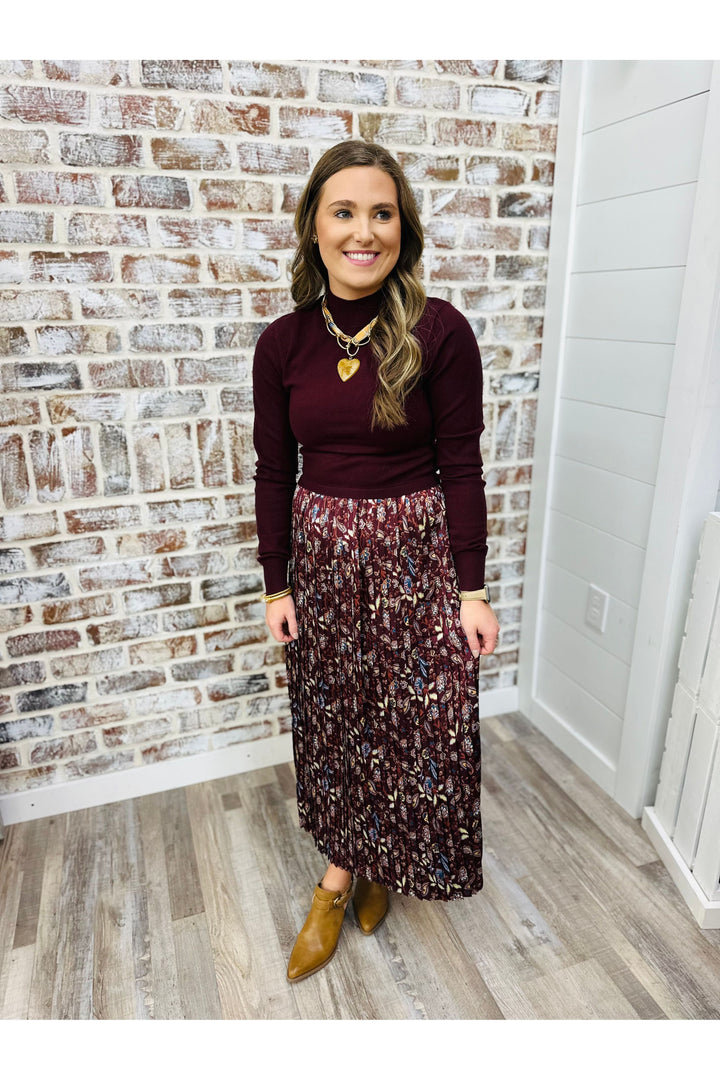 Burgundy Multi Sweater Dress