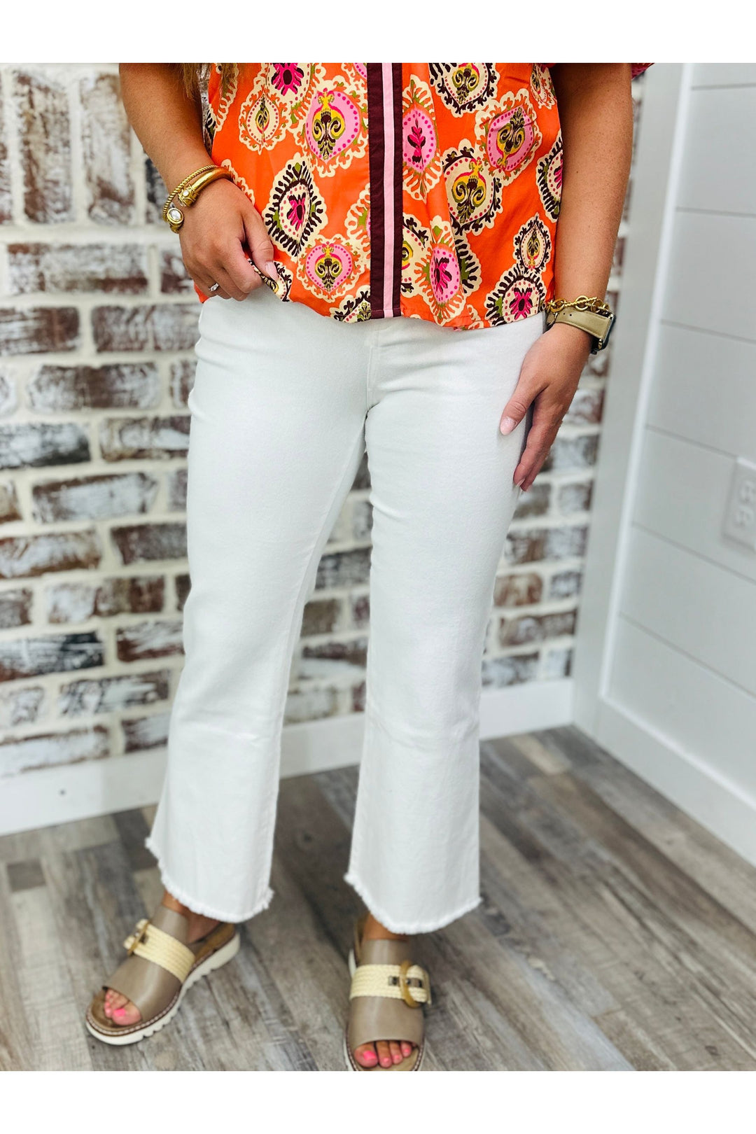 White High Waisted Flare Pants