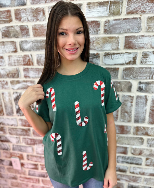 Sequin Candy Cane Top