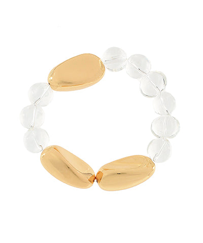 Bean Shape Metal & Clear Ball Bracelet