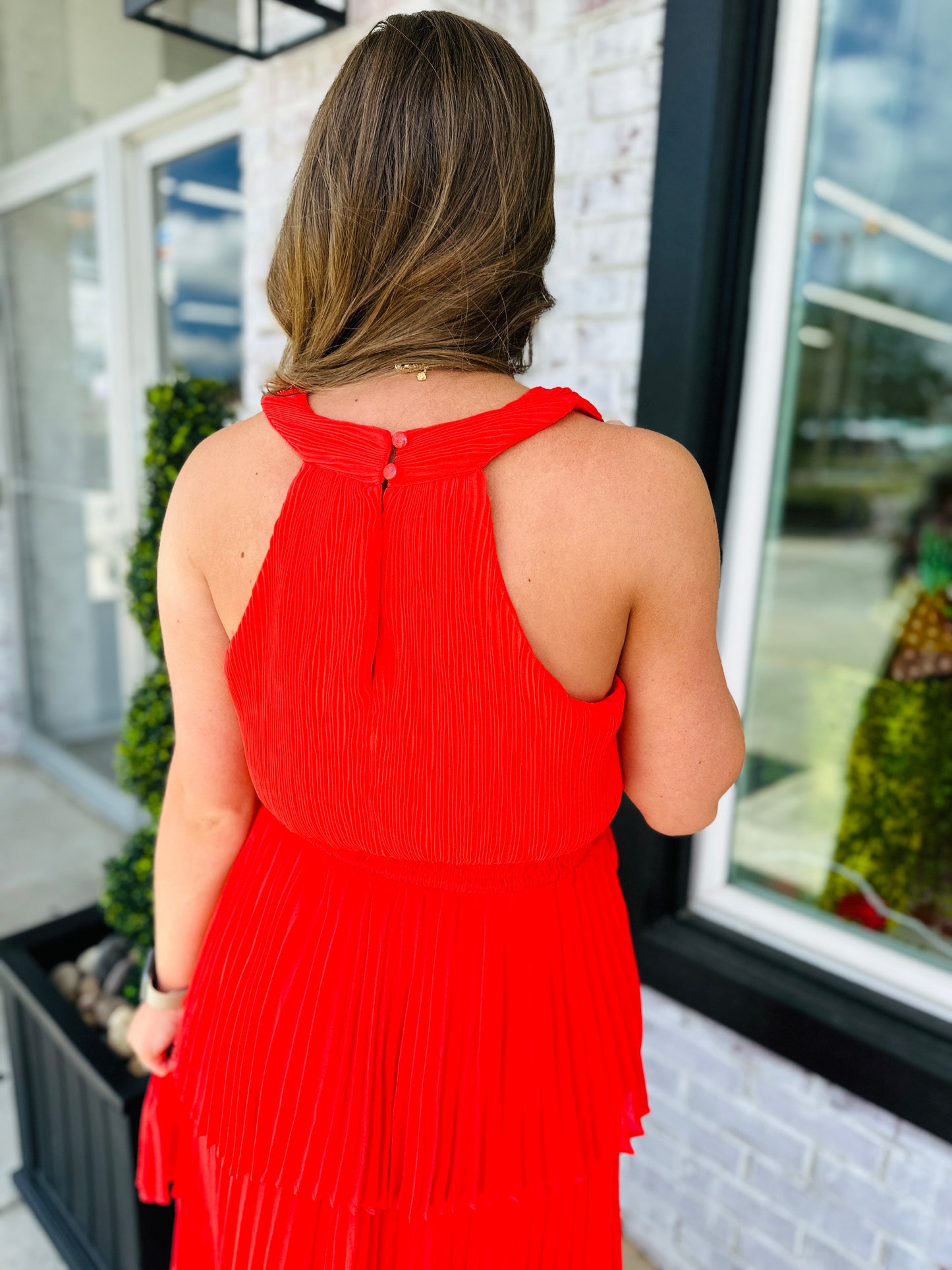 Radiant In Red Midi Dress