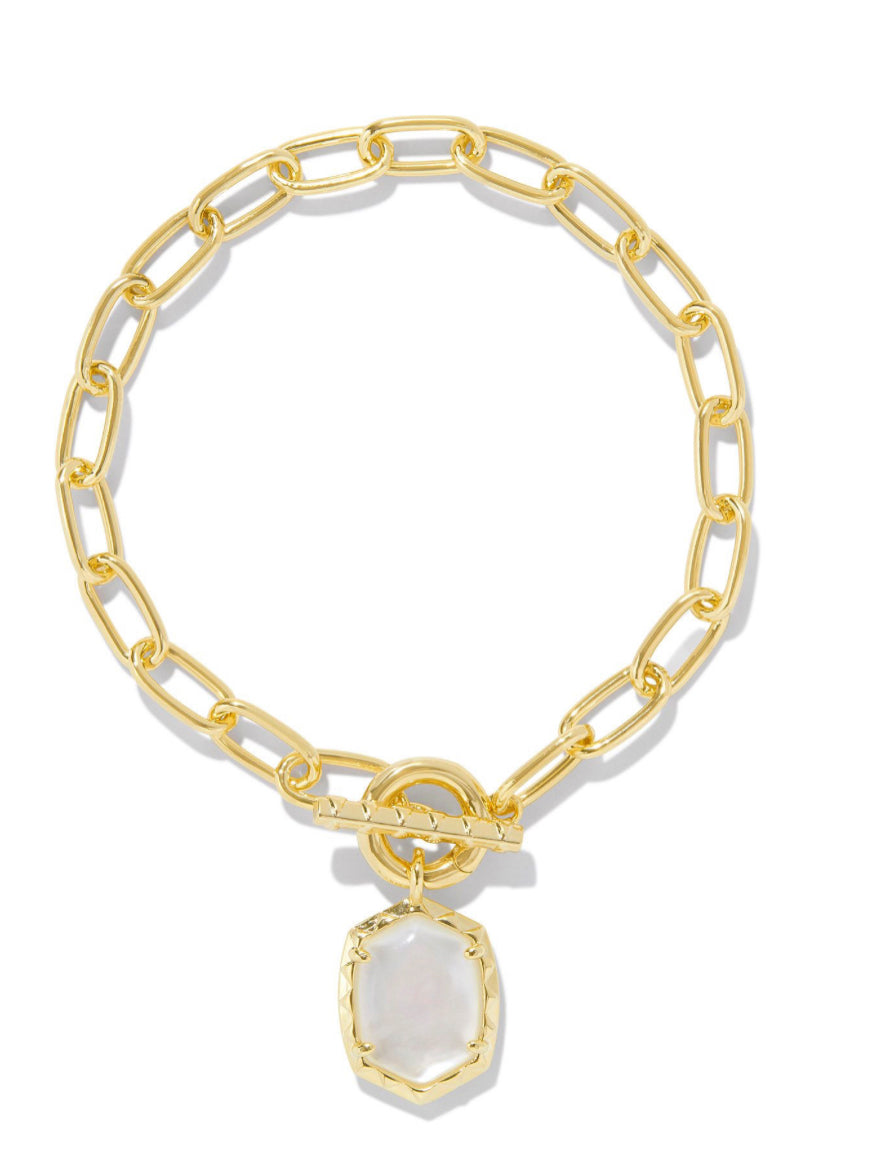 Kendra Scott| DAPHNE LINK AND CHAIN BRACELET GOLD IVORY MOTHER OF PEARL S/M