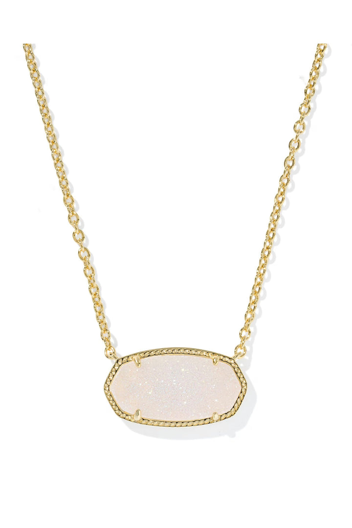 Elisa Gold Statement Short Pendant Necklace - Iridescent Drusy