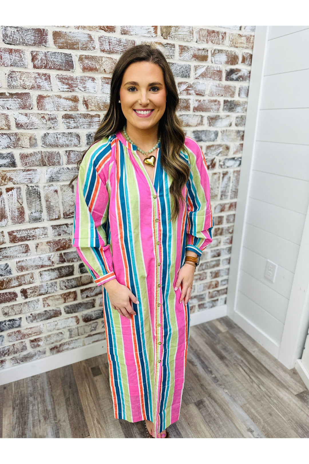 Sunshine Tienda| CASTAWAY STRIPE CLEO MIDI DRESS