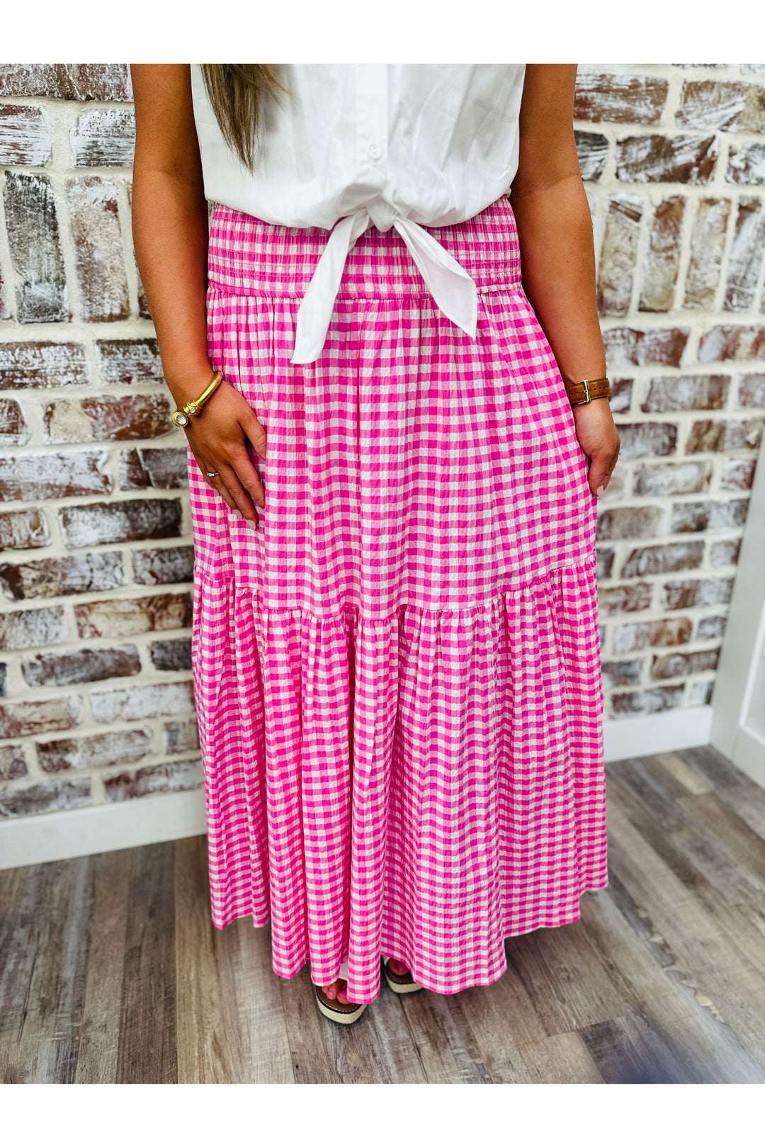 Adrienne| Pink Gingham Skirt