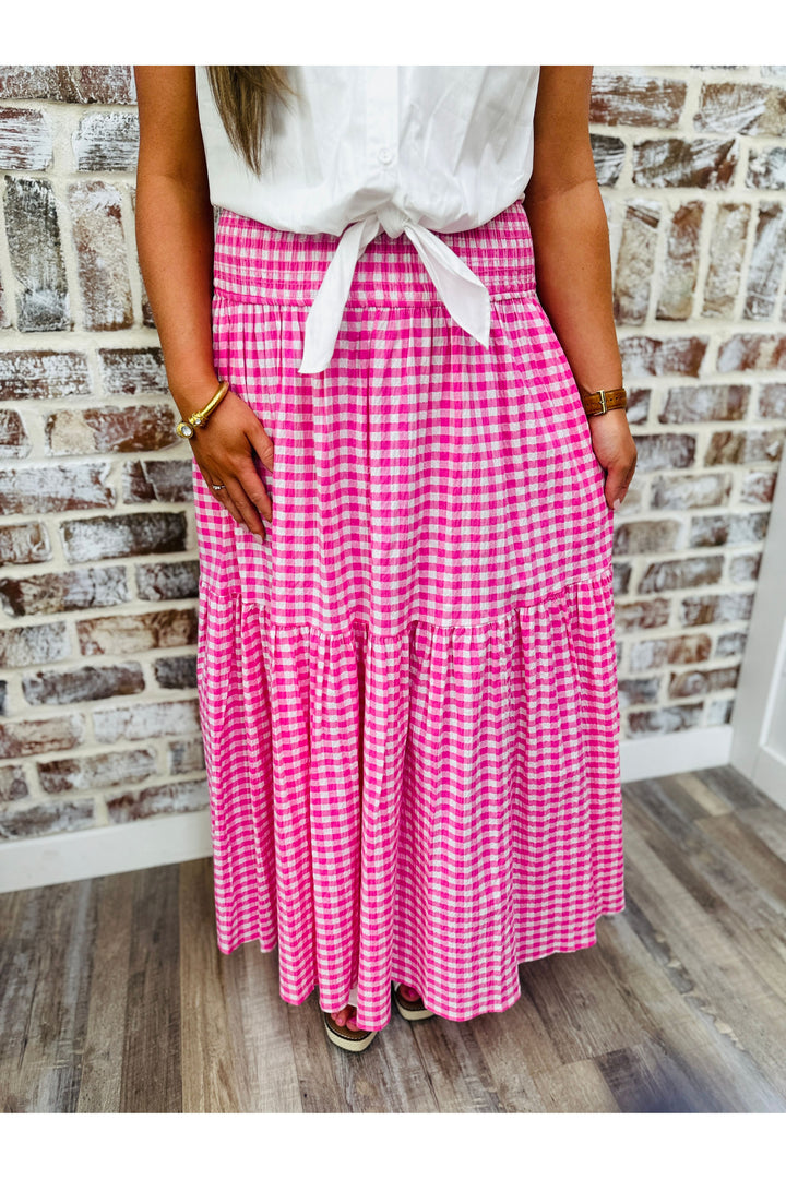 Adrienne| Pink Gingham Skirt