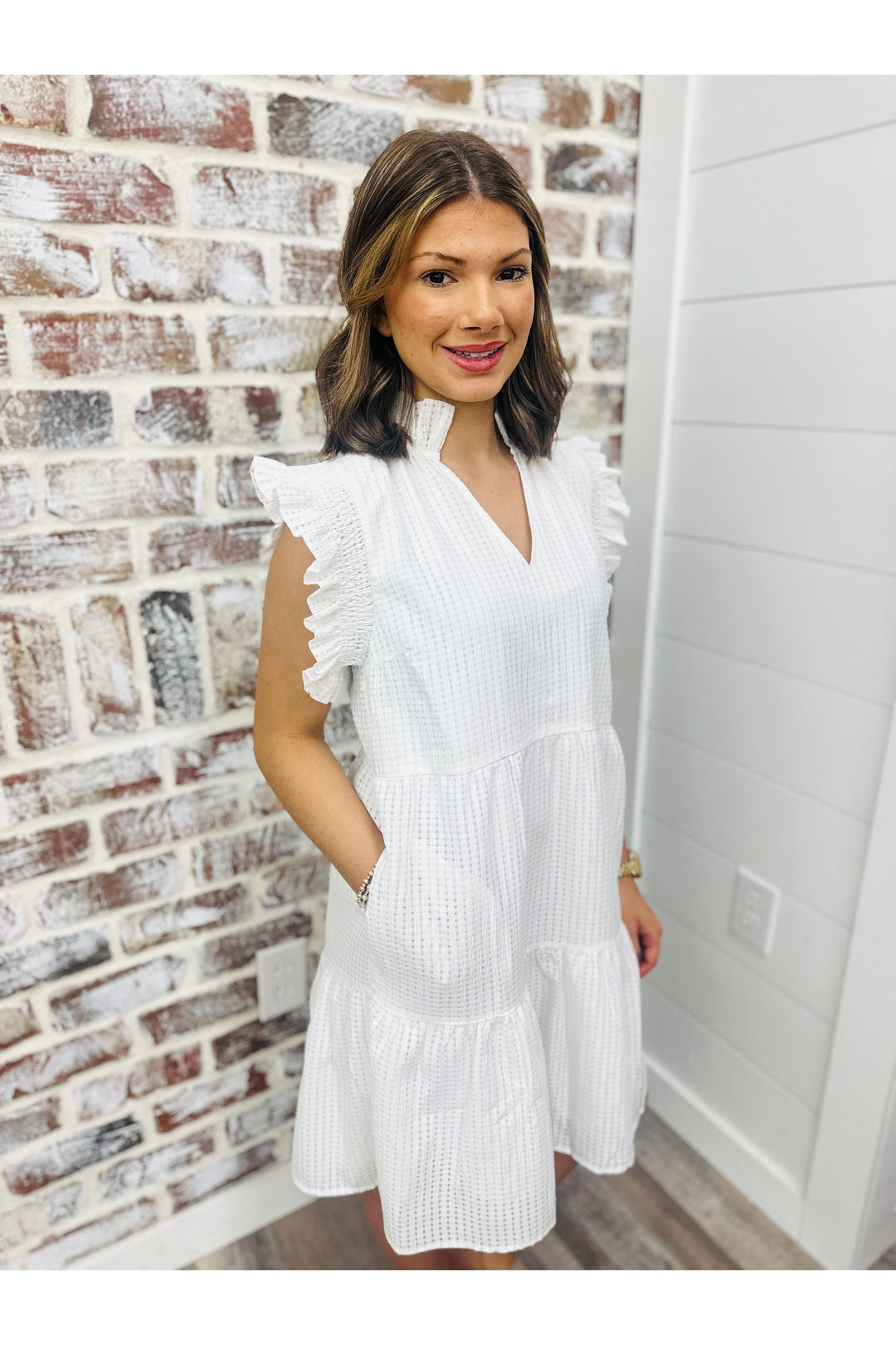 THML Ruffle White Dress