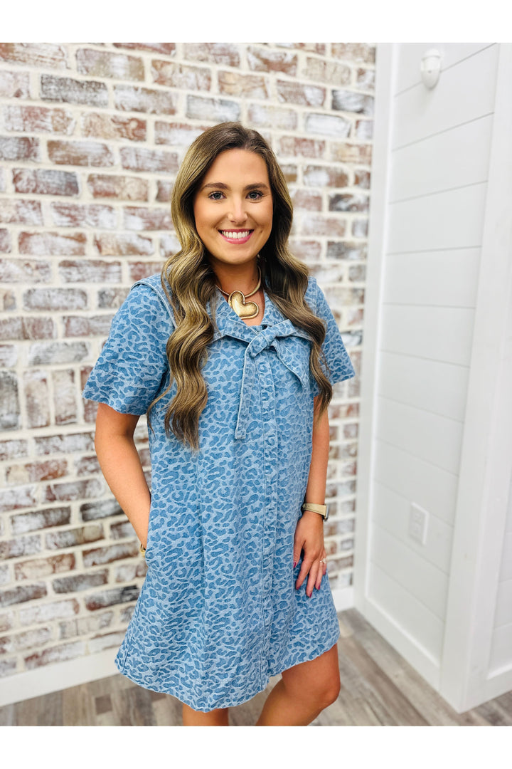 Leopard Denim Dress