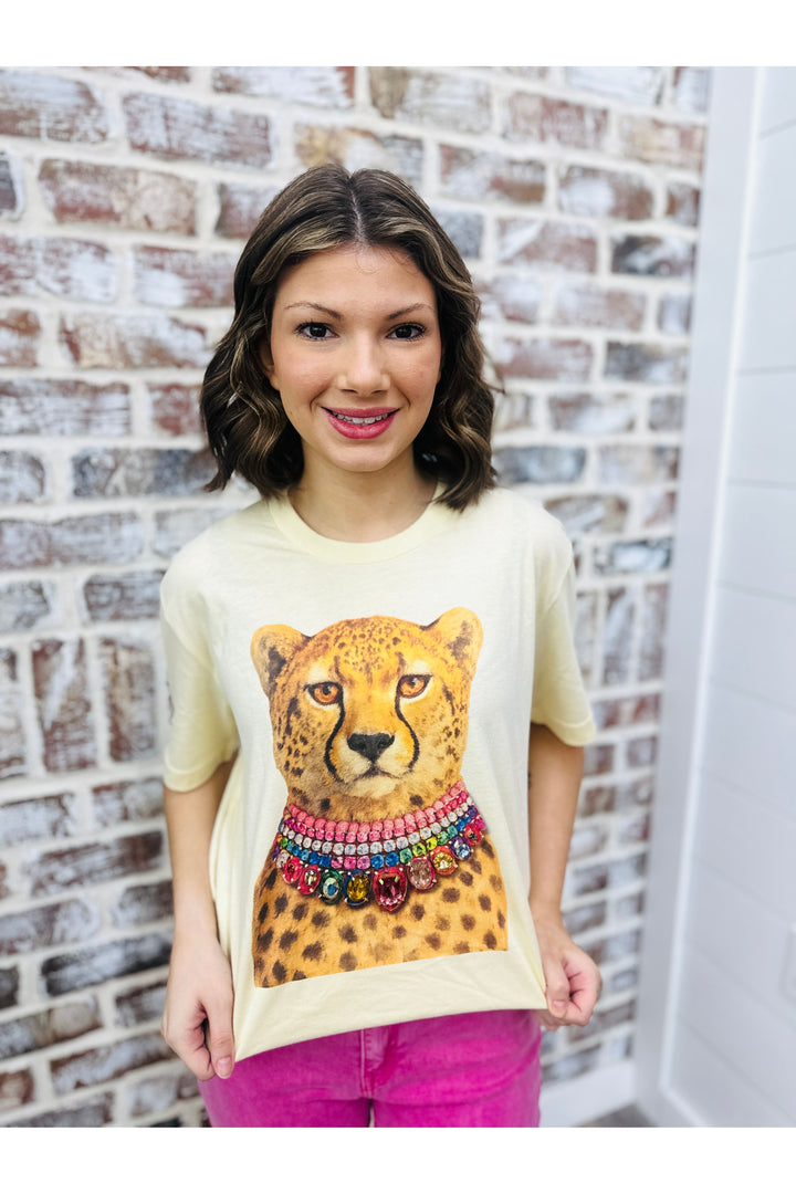 Jeweled Collar Leopard Tee